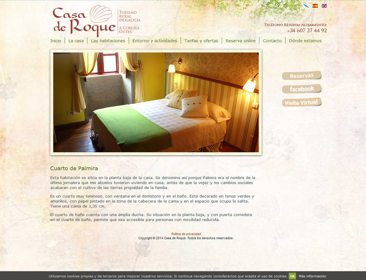 Portfolio of works of design, creation and programming of web pages for rural house and rural hotel