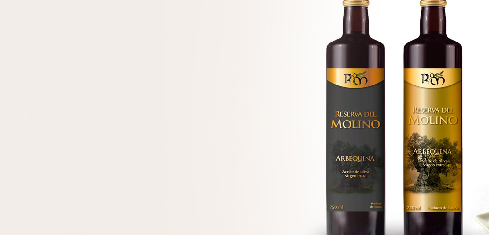 Diseño de etiquetas y packaging de aceite de oliva para Reserva del Molino