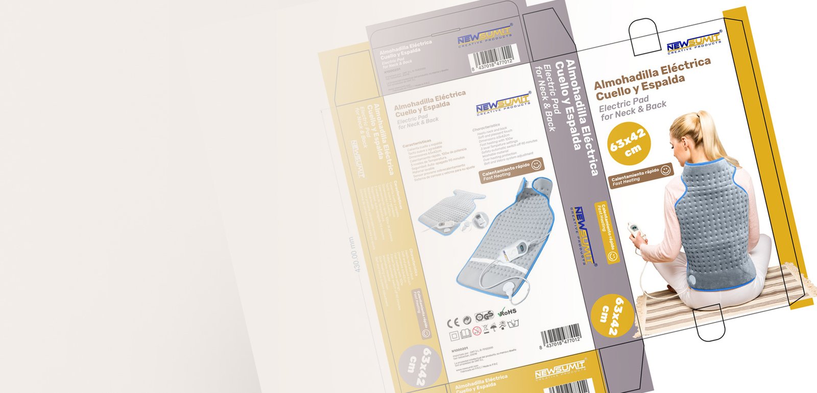 Diseño de packaging, envases y cajas para Newsumit Esterilla Electrica