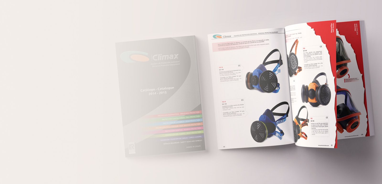 Diseño editorial y maquetación de catálogo para Climax Seguridad