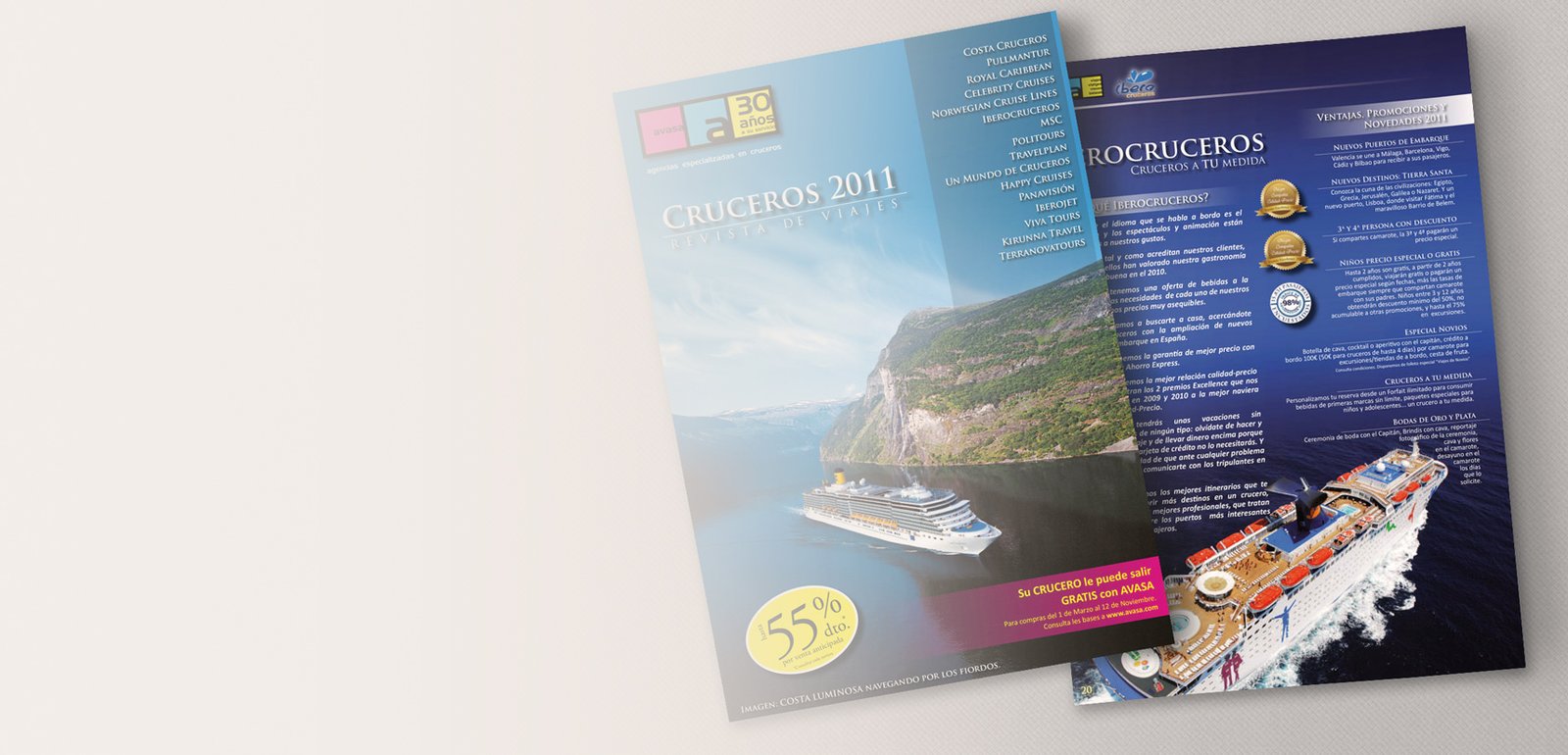 Diseño editorial y maquetación de catálogo para Avasa Cruceros