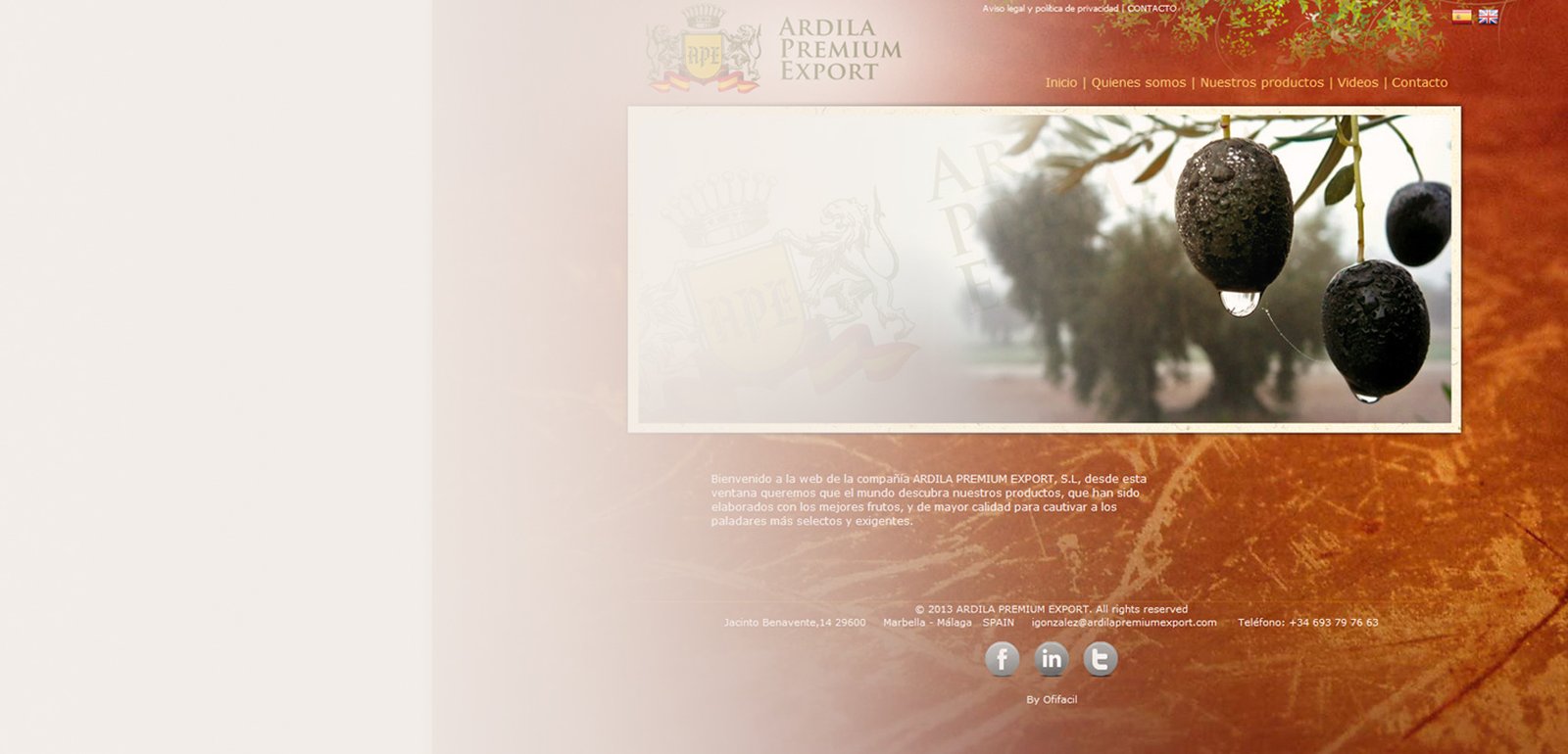 Diseño de página web para Ardila Premium Export