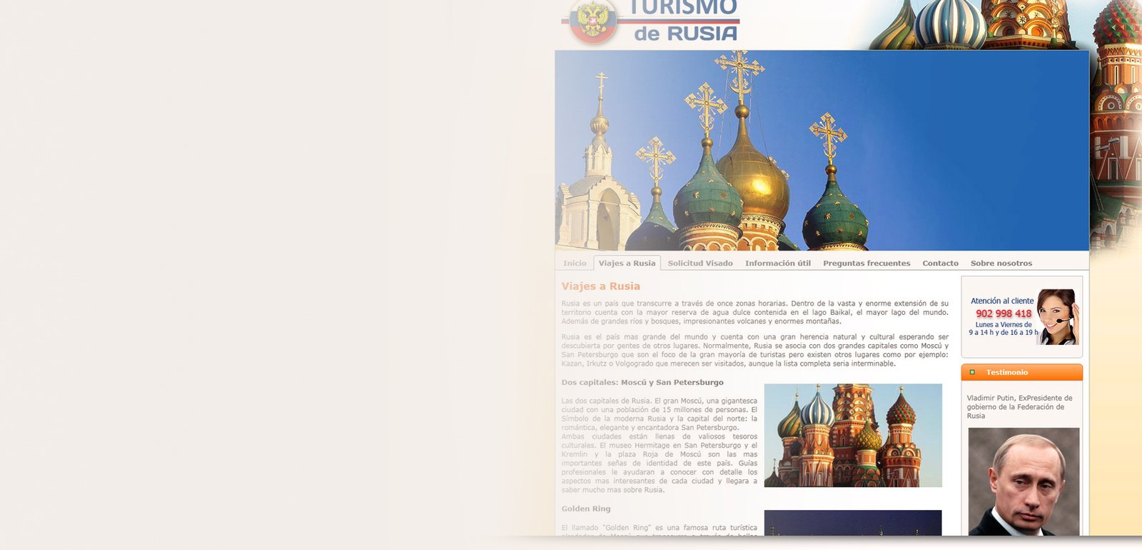 Diseño de página web para Turismo de Rusia