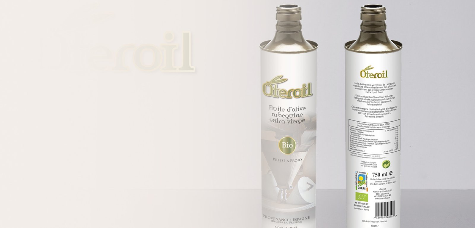 Diseño de logo e imagen corporativa para OTEROIL, exportadora de aceite de oliva virgen extra