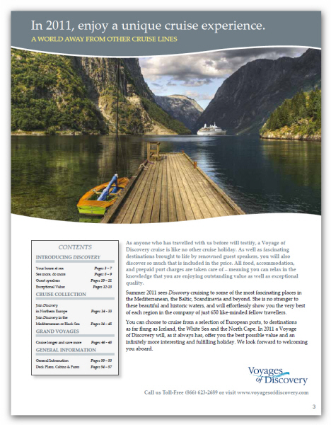 Ideas and examples to create, design and layout catalogs of travel agencies and cruises