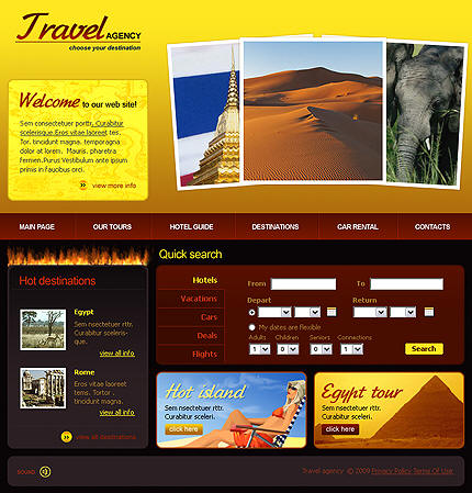 Creation of web pages for travel agencies