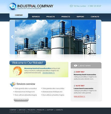 Creative ideas and examples to create and design a web page for industry, industrial web, SME web