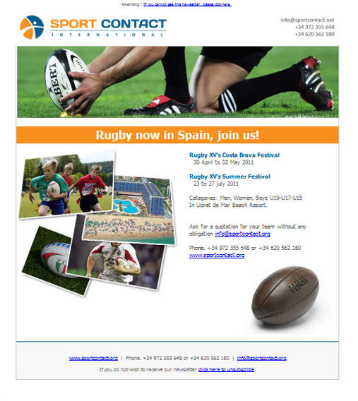 Portfolio of creative graphic design works for the creation of newsletters and flyers for SPORT CONTACT INTERNATIONAL travel agency 