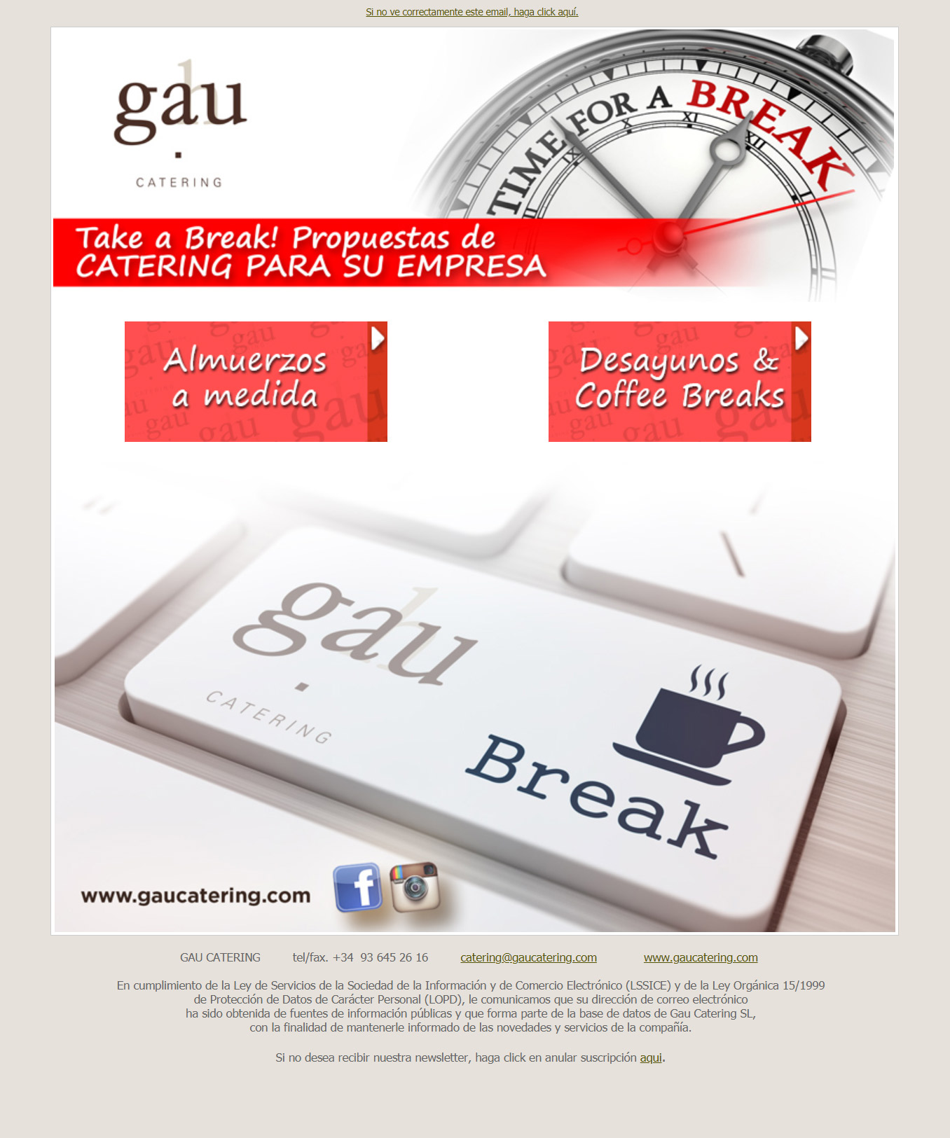 Trabajos de diseño y creación de newsletters para Gau Gourmet, crear hacer boletin de noticias. Envío de newsletters, email marketing online