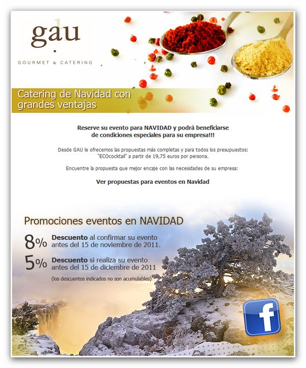 Newsletter disenada para Gau Gourmet