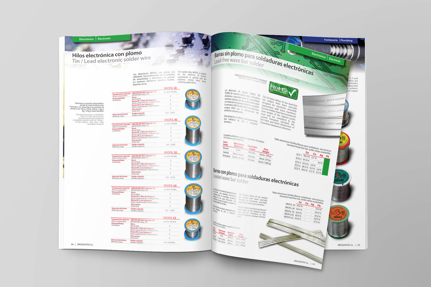 Diseño gráfico y creativo de maquetación de catálogos de productos para empresa fabricante de productos industriales