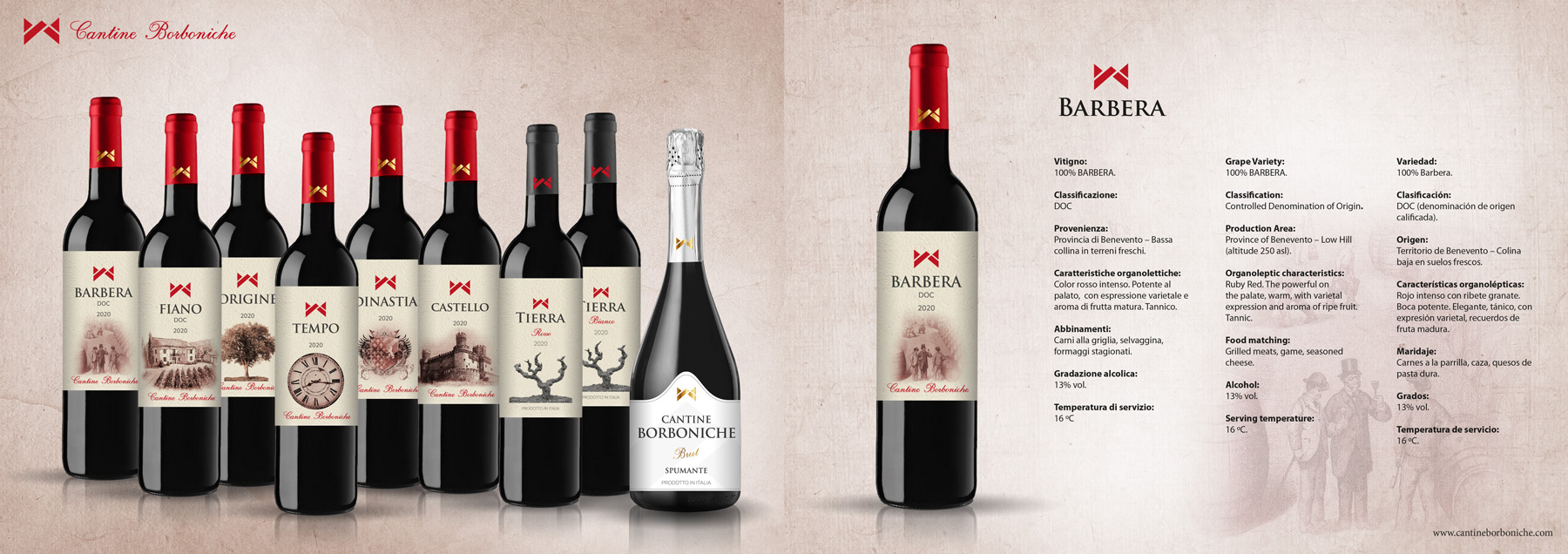 Graphic and creative design of wine catalog layout for wineries and shopping centers