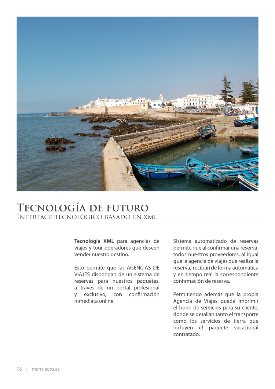 Design and layout of corporate travel catalog for companies located in Morocco
