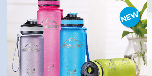 Creative graphic design work and layout of sports water bottles catalog