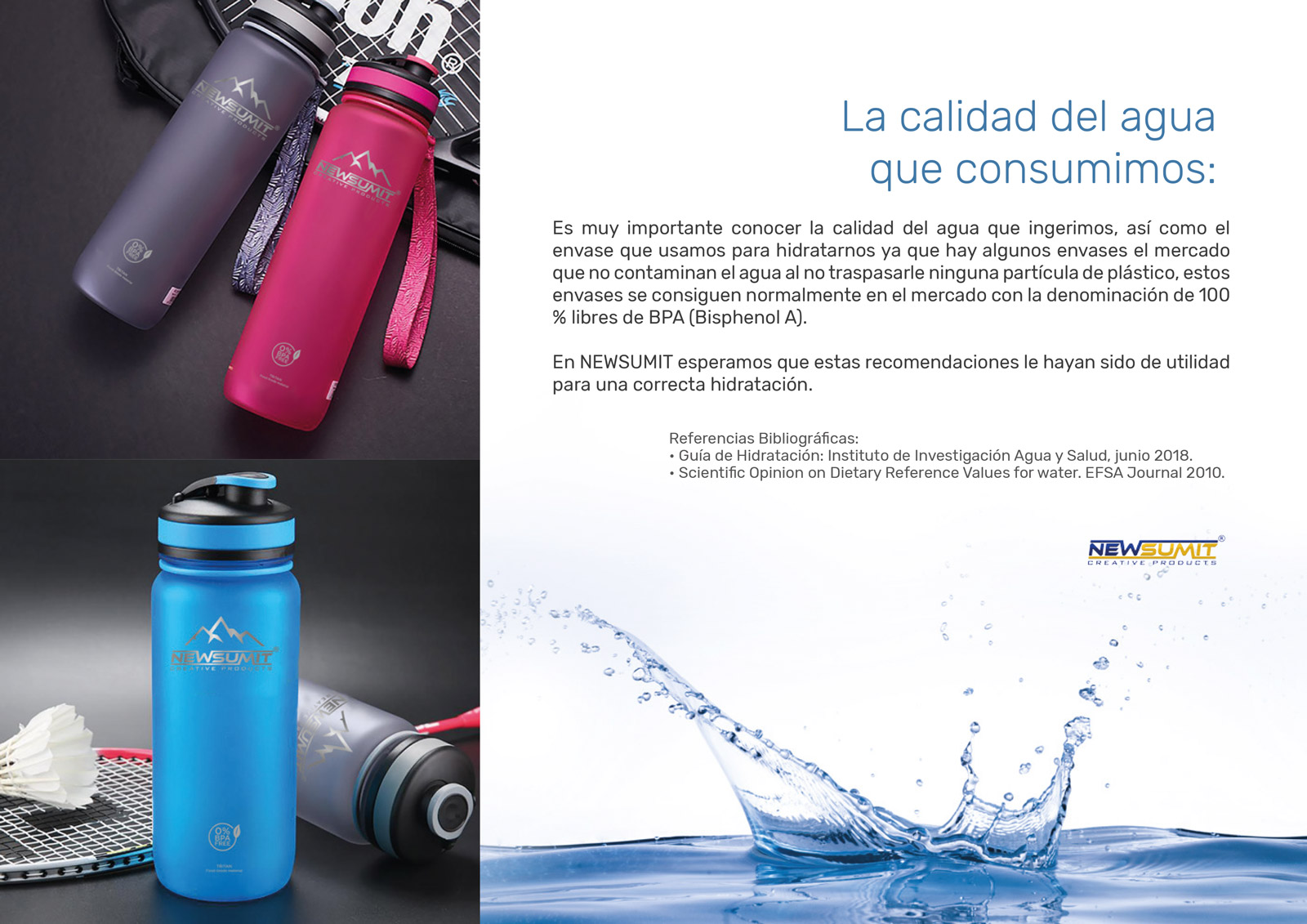 Diseño gráfico y creativo de maquetación de catálogos de productos para guía hidratación para productos deportivos
