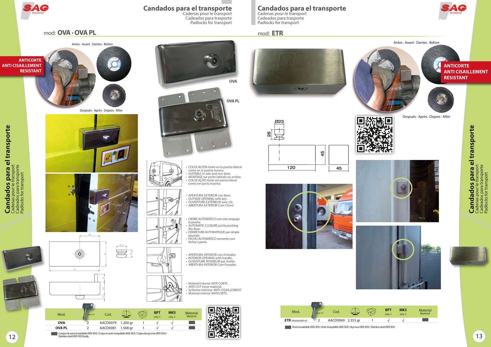 Layout and creative design of corporate catalog of industrial products and services for security company: SAG Seguridad