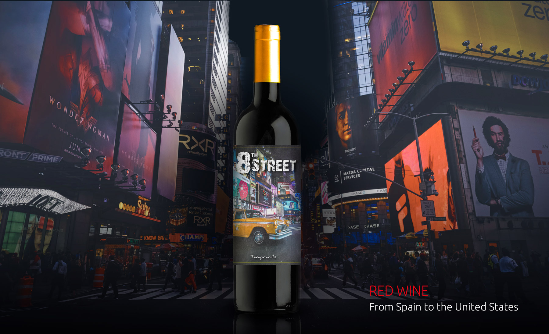 Portfolio of graphic and creative design works wine labels and packaging for red wine 8TH STREET