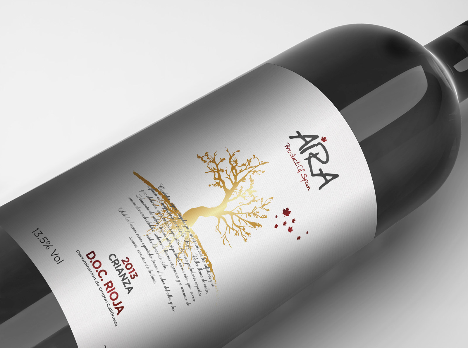 Diseño gráfico y creativo de etiquetas y packaging de vino para AIRA para el mercado Chino