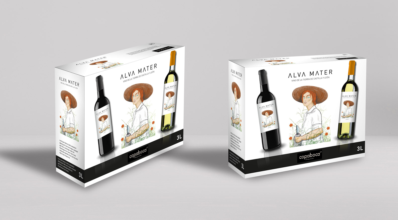 Graphic and creative design of wine labels and packaging for ALVA MATER