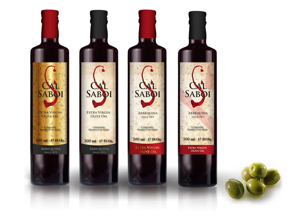 Portfolio of graphic and creative design works of extra virgin olive oil label design and packaging for export to China and Asian countries
