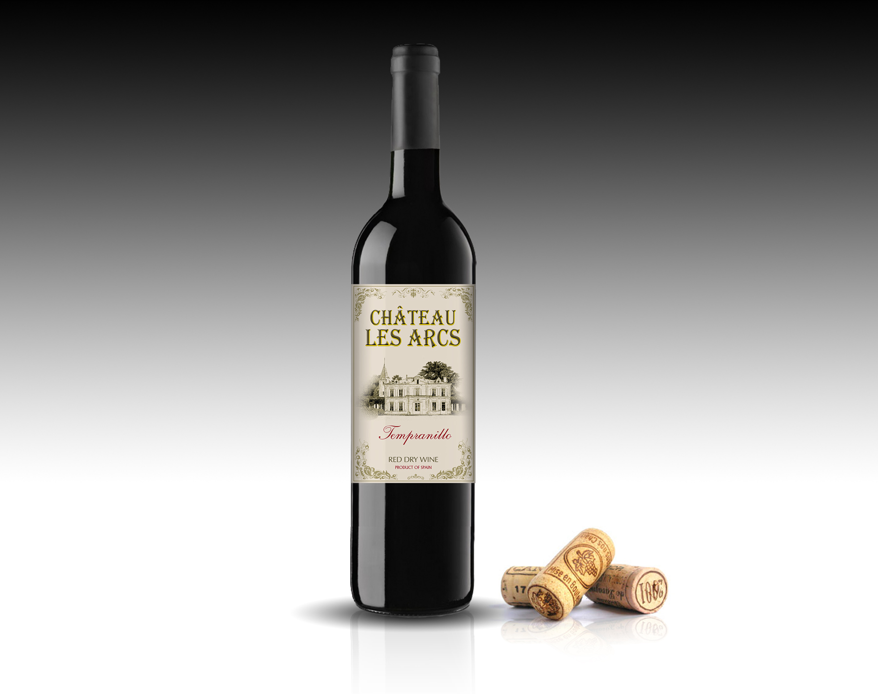 Portfolio of graphic and creative design works wine labels and packaging for wine CHATEAU LES ARCS