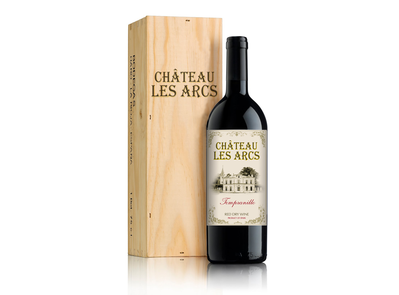 Diseño gráfico y creativo de etiquetas y packaging de vino para CHATEAU LES ARCS exportación a China