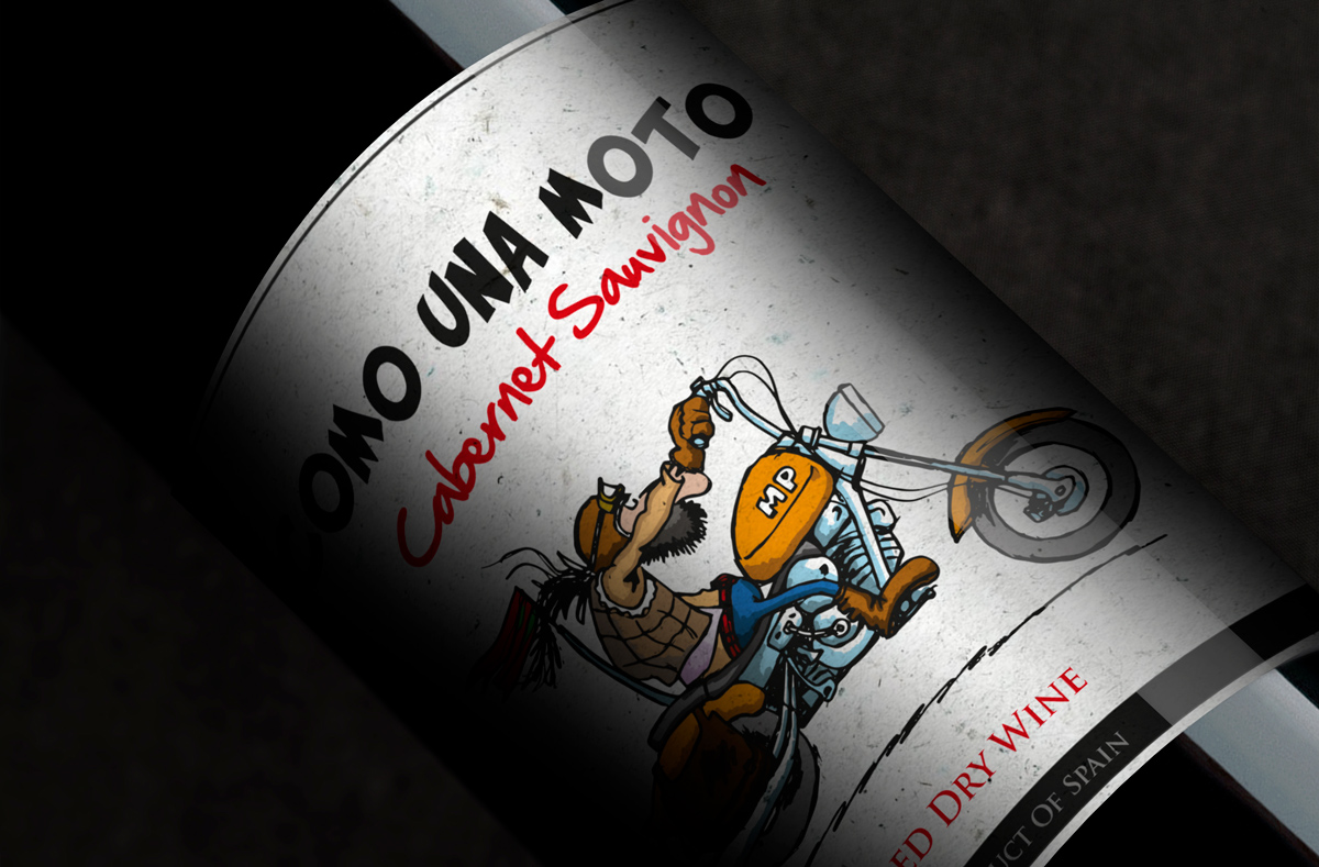 Diseño gráfico y creativo de etiquetas y packaging de vino para COMO UNA MOTO