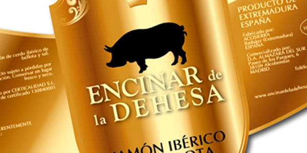 Design of vitolas for Iberian ham, sliced labels, ham packaging, laminates, gourmet labeling