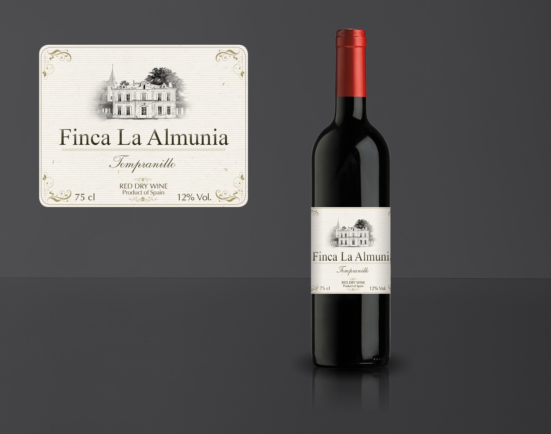 Portfolio of graphic and creative design works wine labels and packaging for Spanish wine FINCA LA ALMUNIA