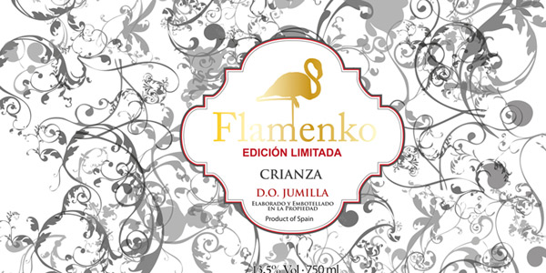 Diseño gráfico y creativo de packaging, cajas y envases para marca de vino FLAMENKO para  exportación a China