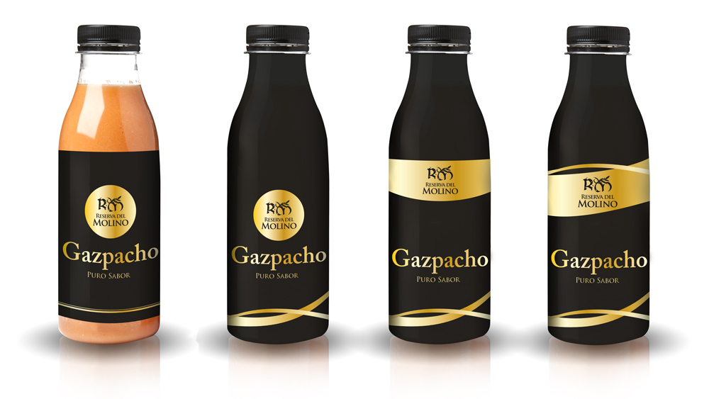Portfolio of graphic and creative design works of label and packaging design of the Spanish gazpacho range