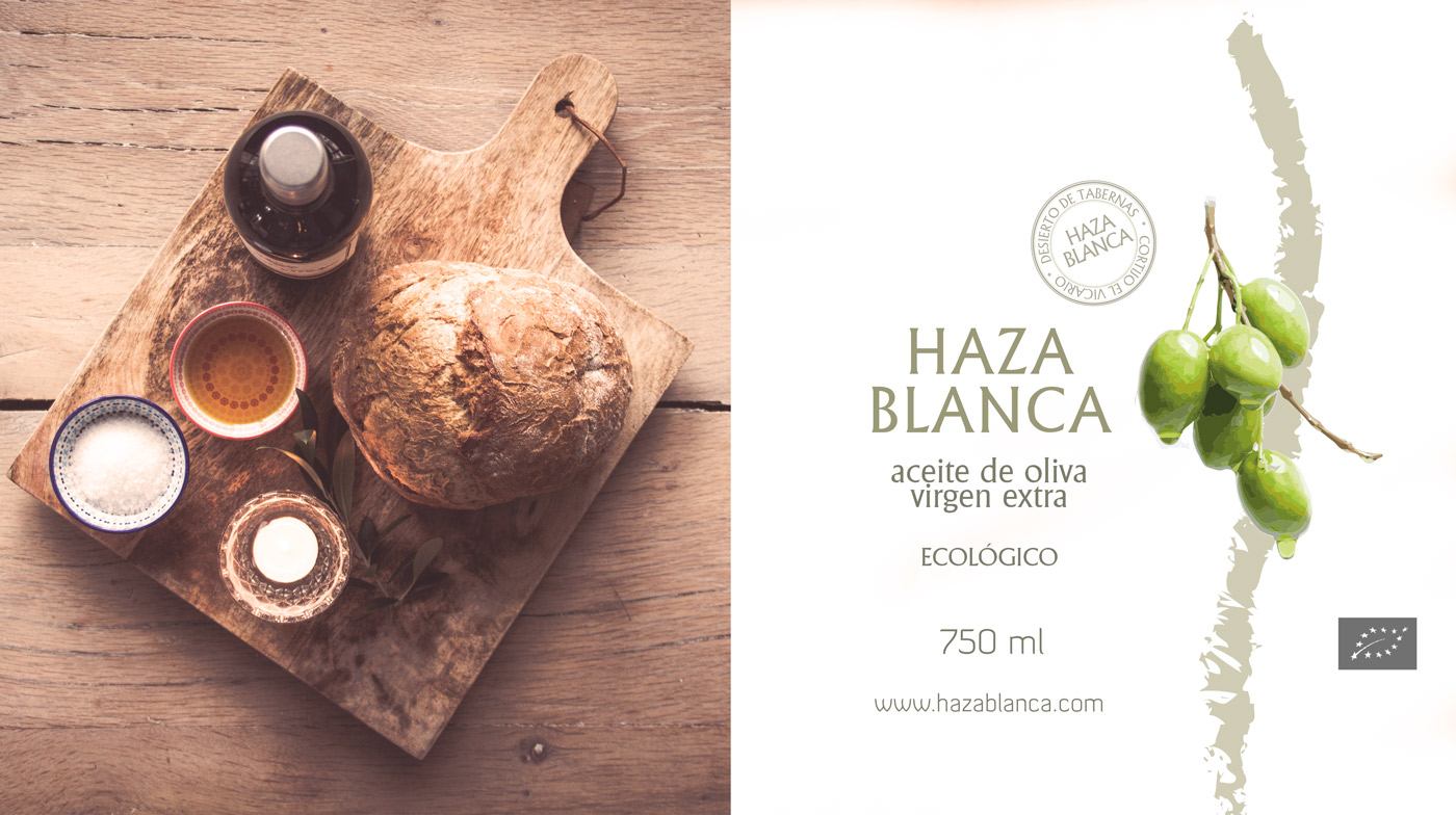 Portfolio of graphic and creative design works of extra virgin olive oil label design and packaging for HAZA BLANCA