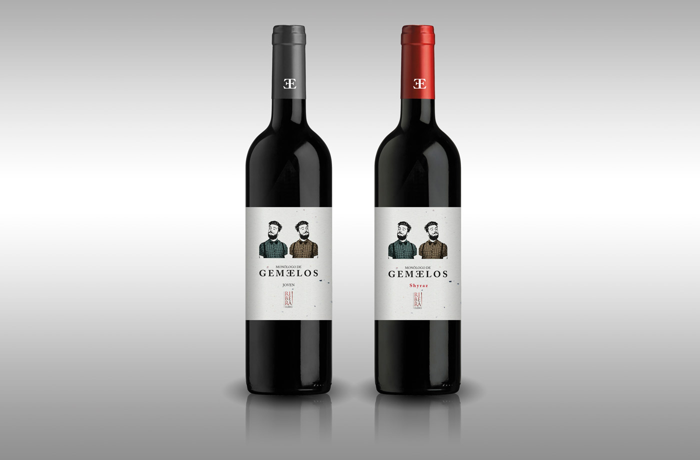 Diseño gráfico y creativo de etiquetas y packaging de vino para MONÓLOGO DE GEMELOS