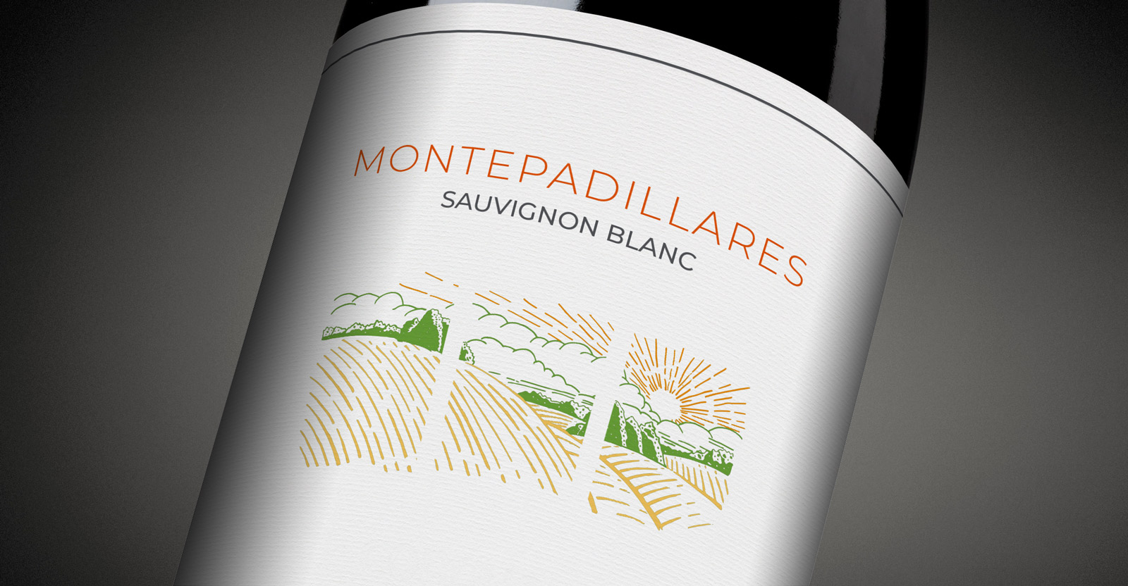 Diseño gráfico y creativo de etiquetas formato sleeve y packaging de vino para MONTEPADILLARES