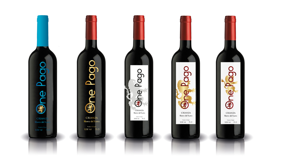 Portfolio of graphic and creative design works on wine labels and packaging for Spanish wine: ONE PAY for export to China
