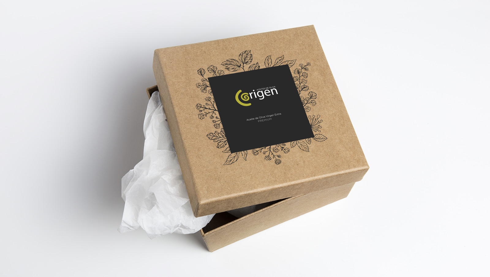 Graphic and creative design of extra virgin olive oil labels for ORIGEN PREMIUM