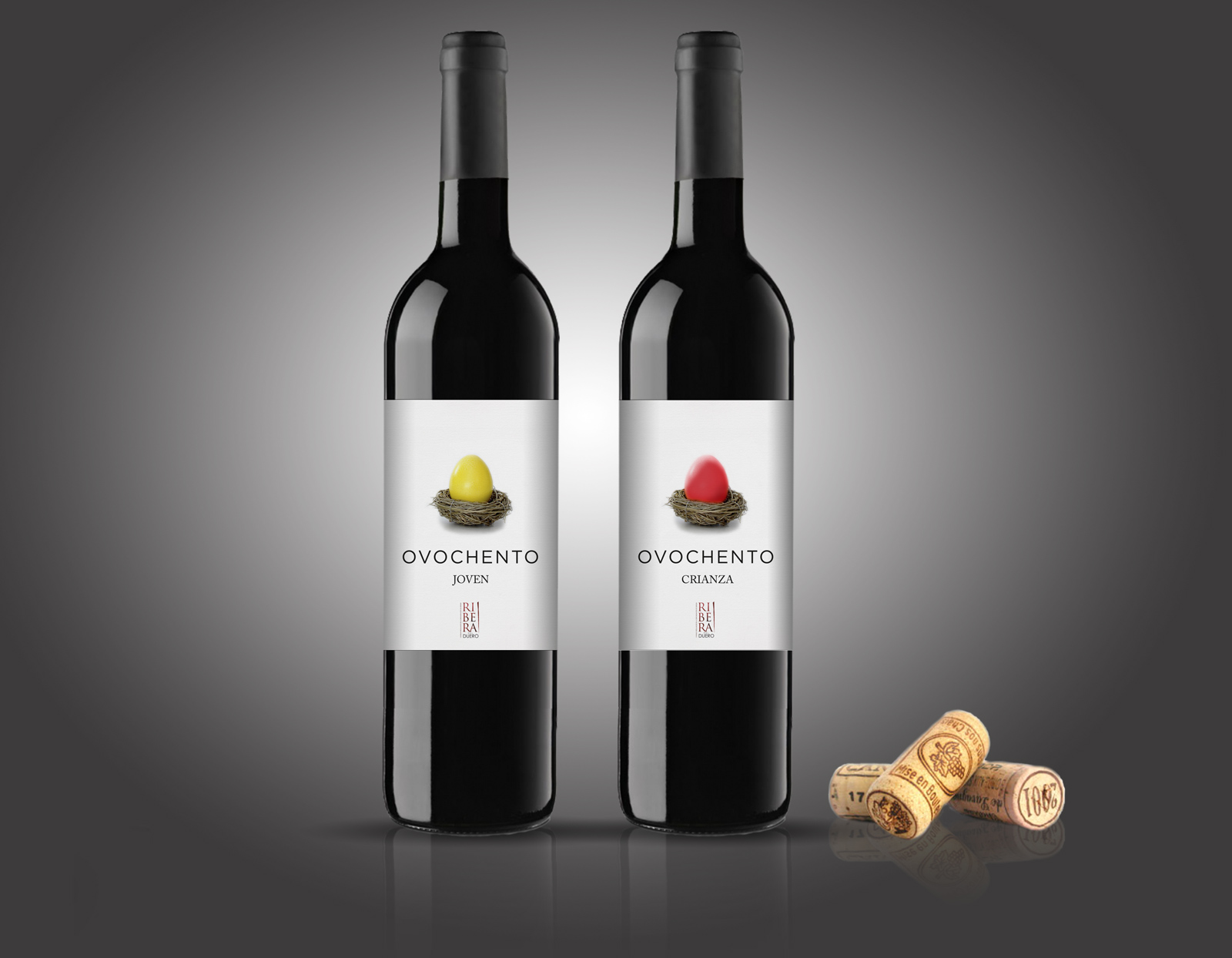 Diseño gráfico y creativo de etiquetas y packaging de vino para OVOCHENTO
