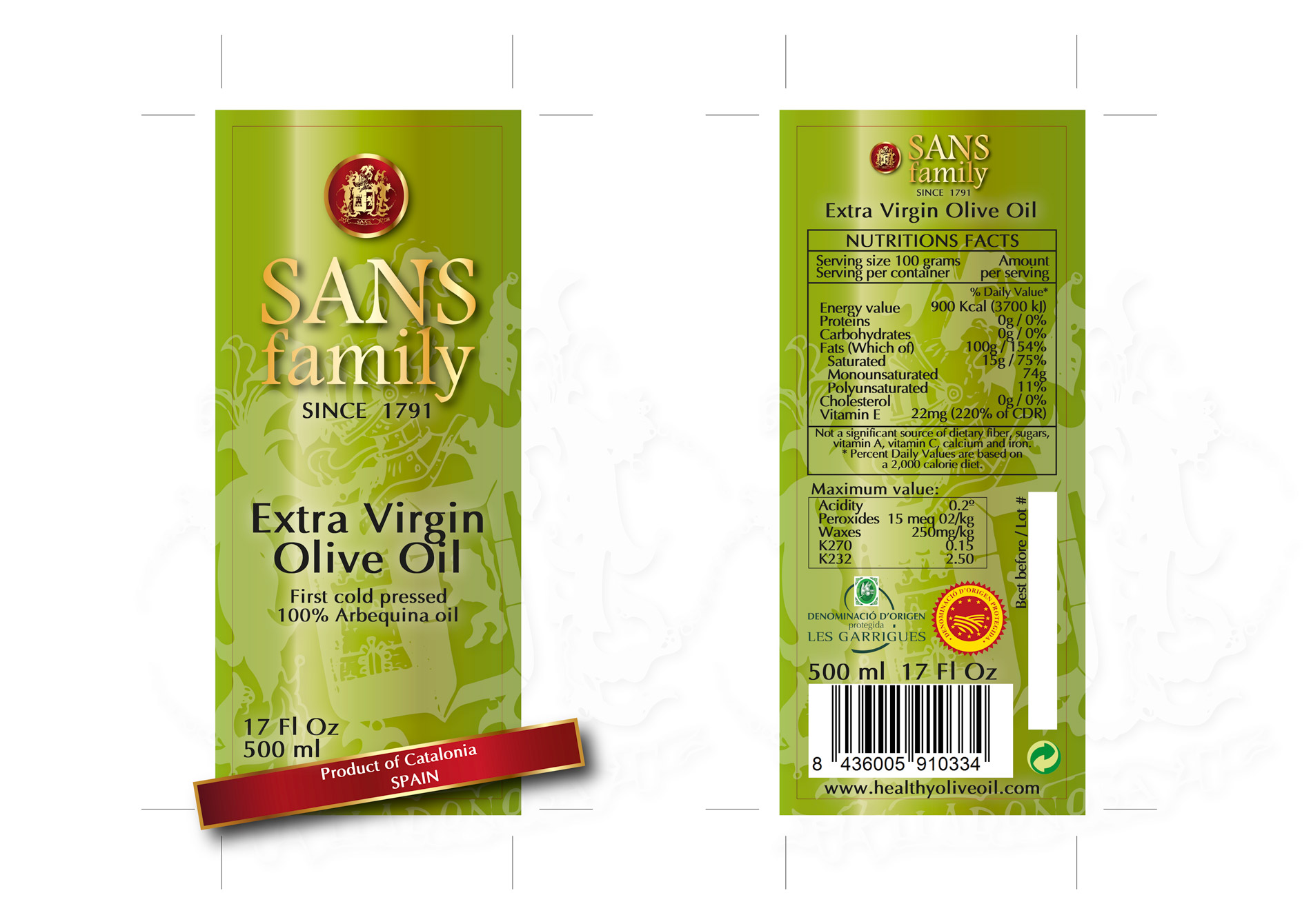 Creative graphic design work portfolio of logo and corporate brand creation for extra virgin olive oil distributor and export to the United States