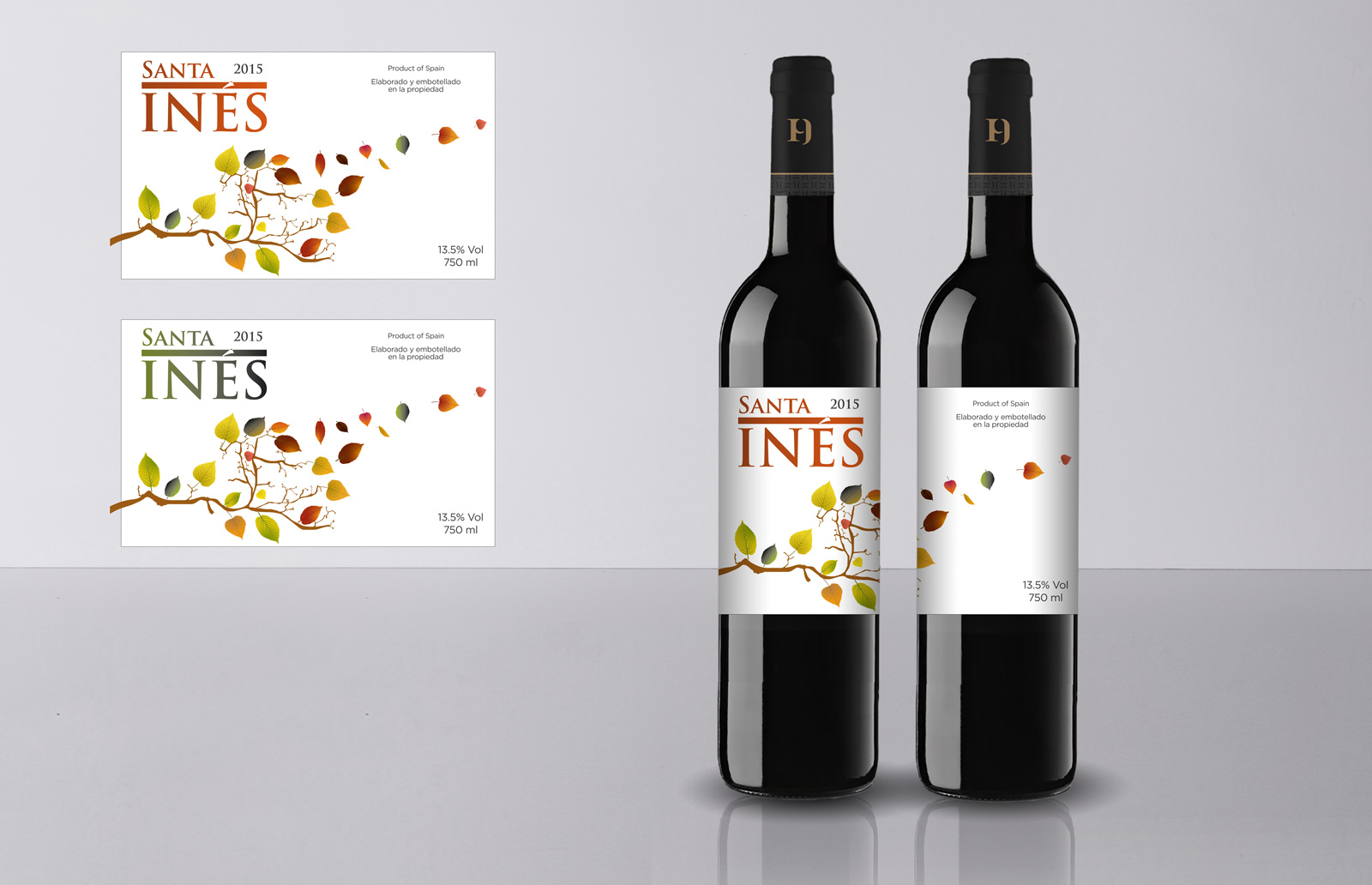 Portfolio of graphic and creative design works on wine labels and packaging for Spanish wine: SANTA INÉS for export to China