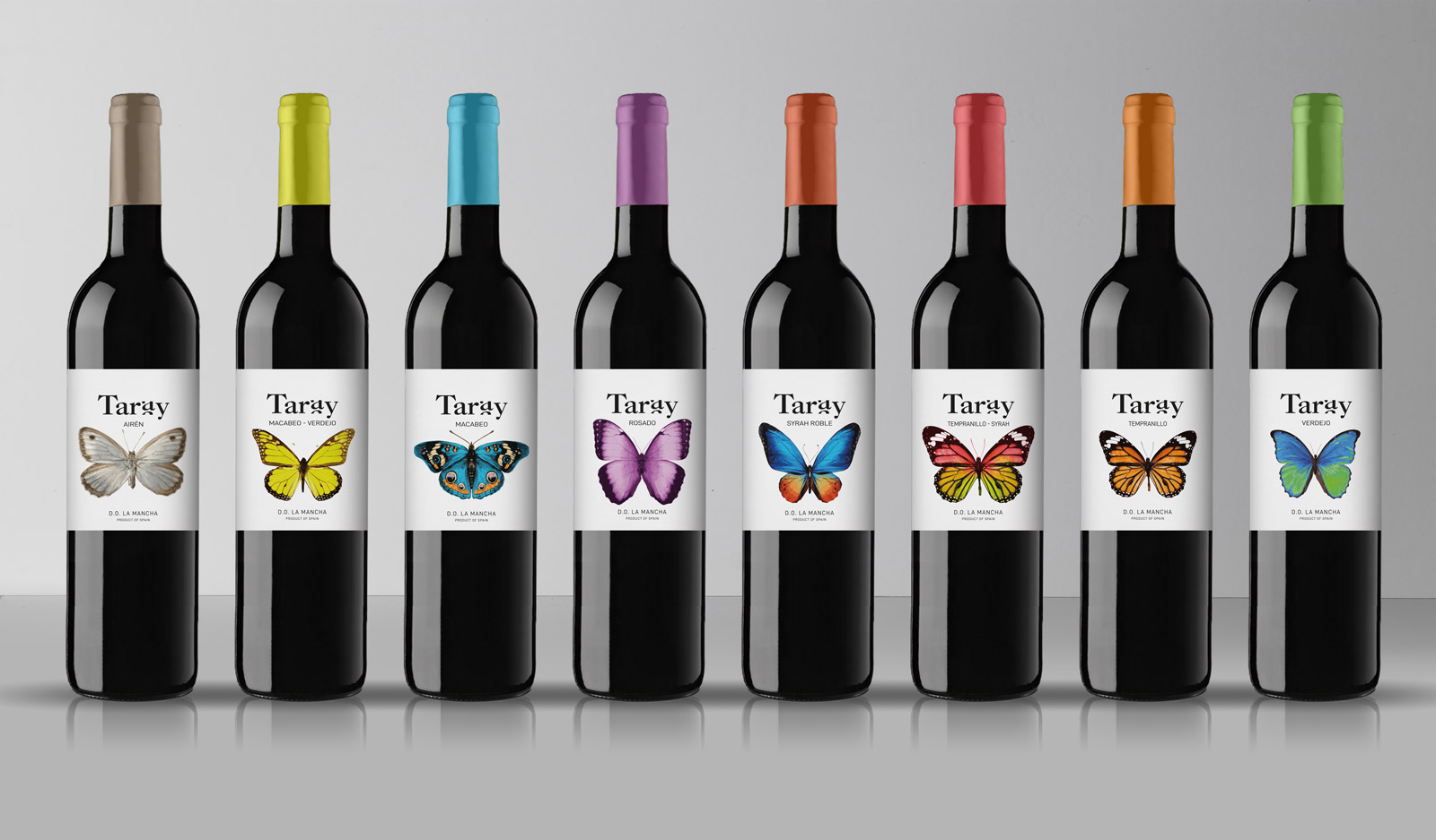 Diseño gráfico y creativo de etiquetas y packaging de vino para Bodegas Taray