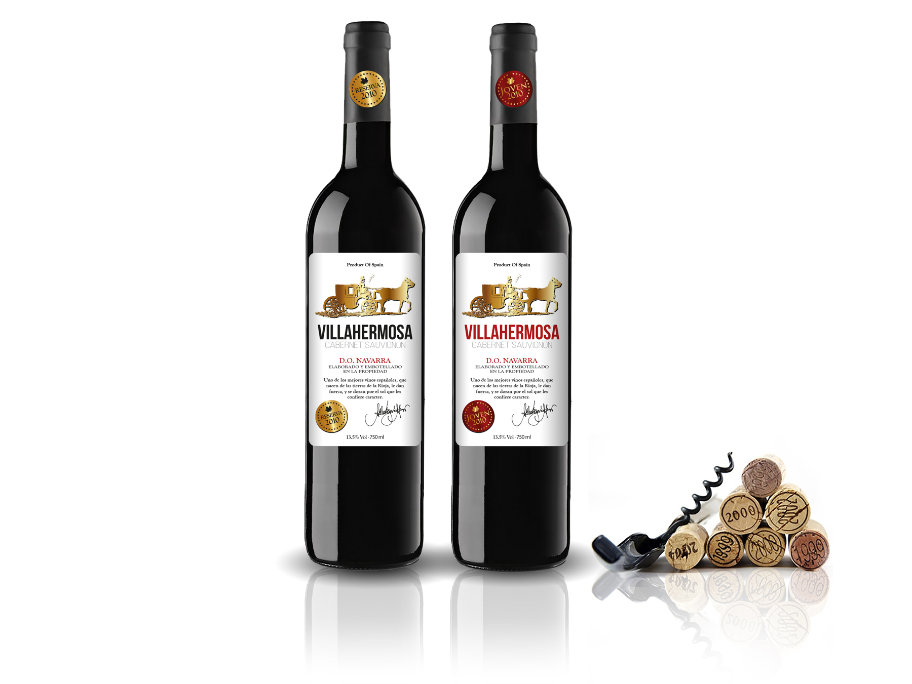 Diseño gráfico y creativo de etiquetas y packaging de vino para VILLA HERMOSA para exportación al mercado Chino