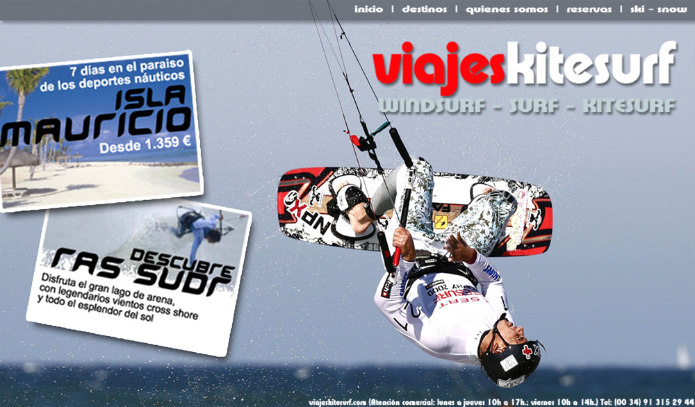 Diseño gráfico y creativo de flyers, folletos, dípticos y trípticos para Agencia de Viajes Kitesurf