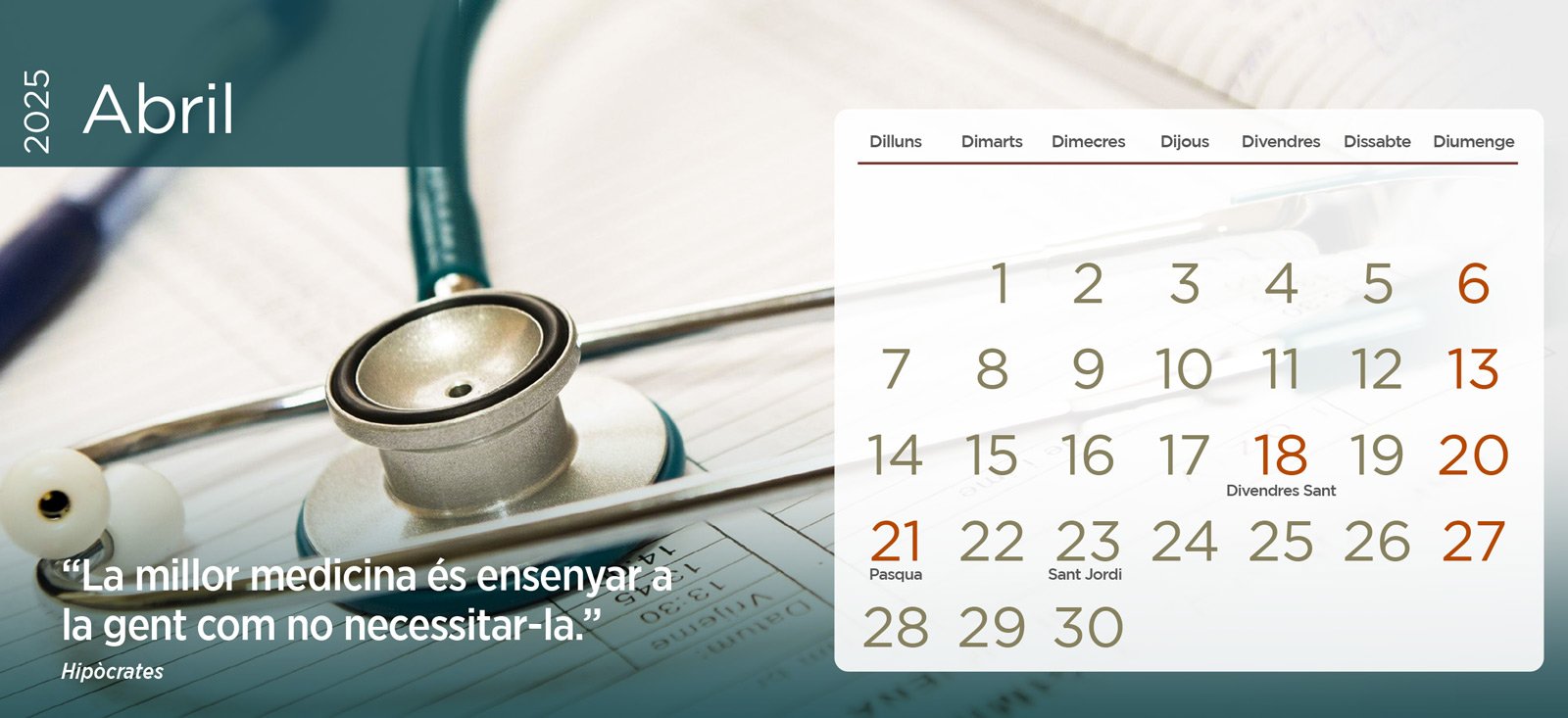 Diseño de calendario corporativo para centro médico: funcionalidad, branding y bienestar visual