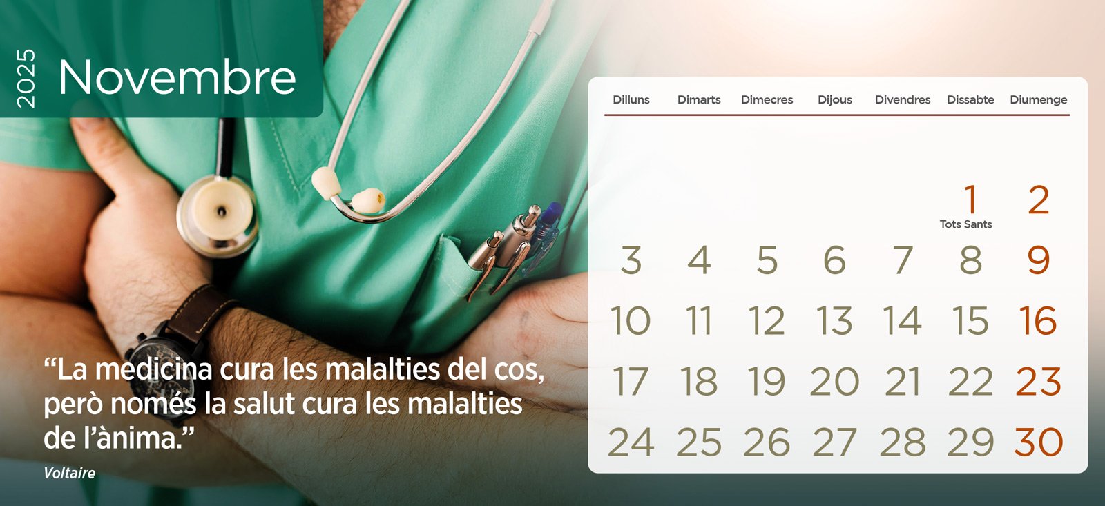 Diseño de calendario corporativo para centro médico: funcionalidad, branding y bienestar visual