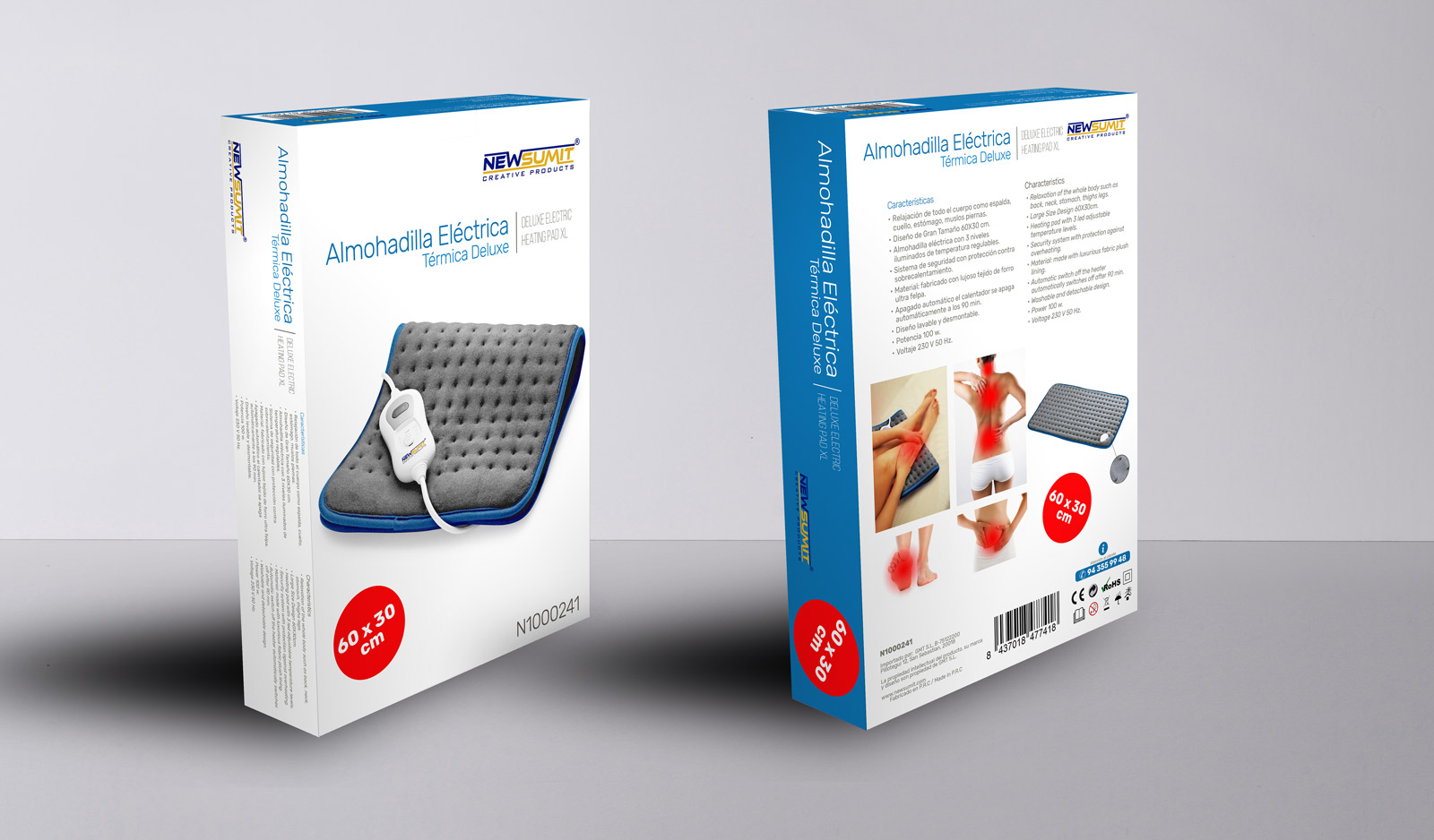 Diseño gráfico y creativo de etiquetas y packaging de productos de venta en AMAZON - almohadilla eléctrica