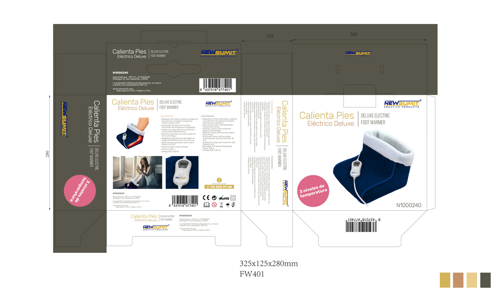 Diseño gráfico y creativo de etiquetas y packaging de productos de venta en AMAZON - calienta pies