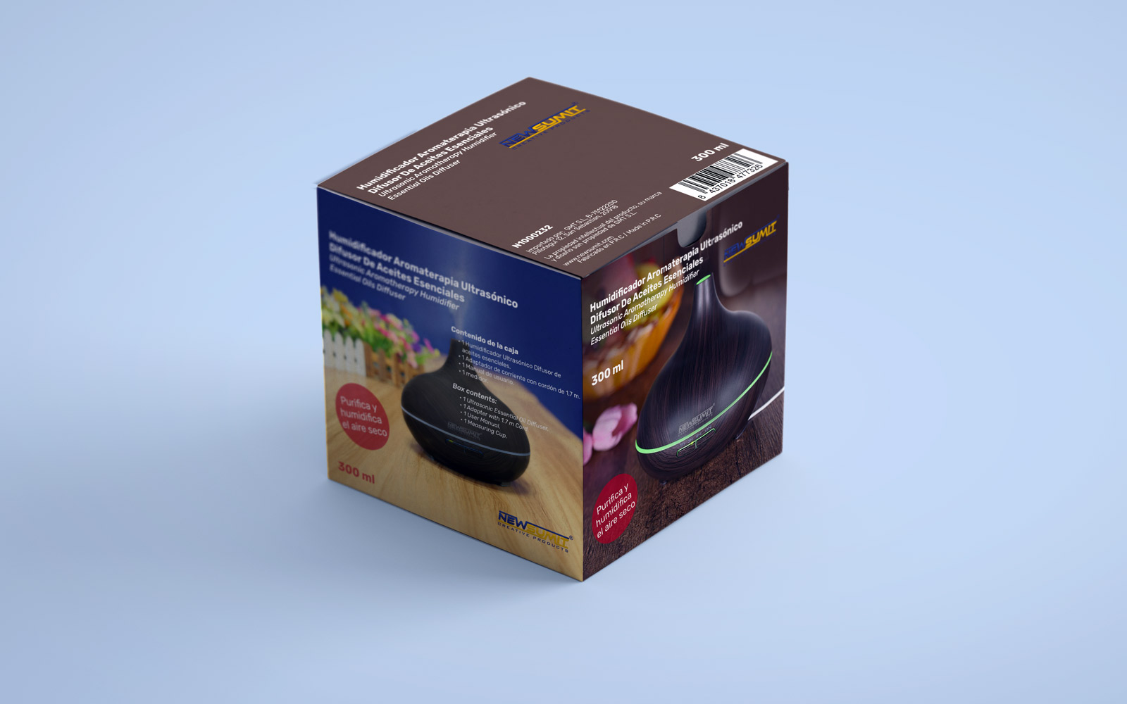 Diseño de packaging cajas humidificador aromaterápia