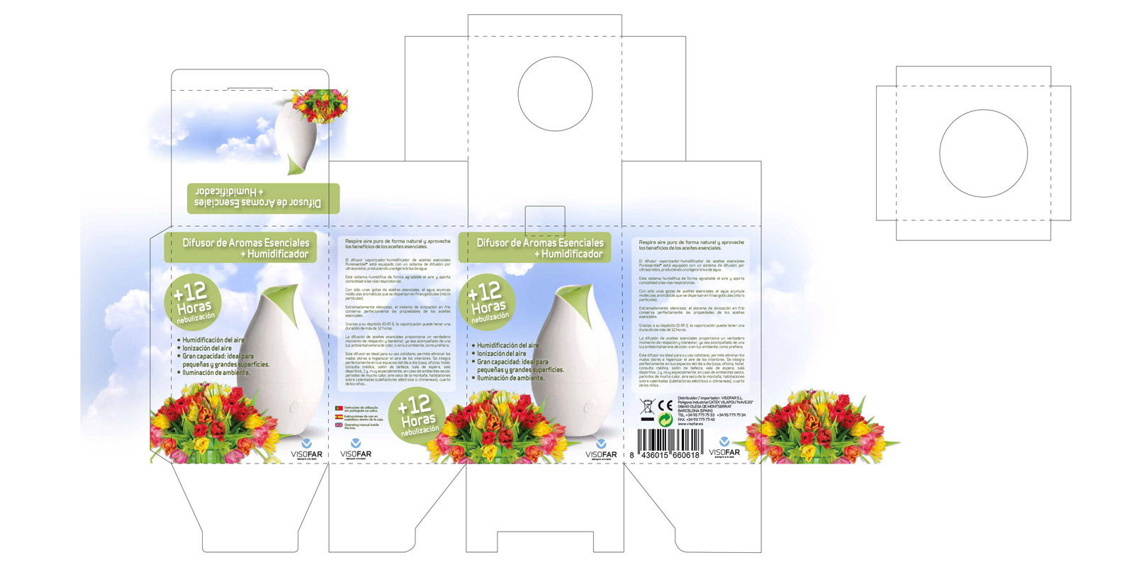 Portfolio of graphic and creative design works of boxes and packaging for children's humidifier and aromatizer