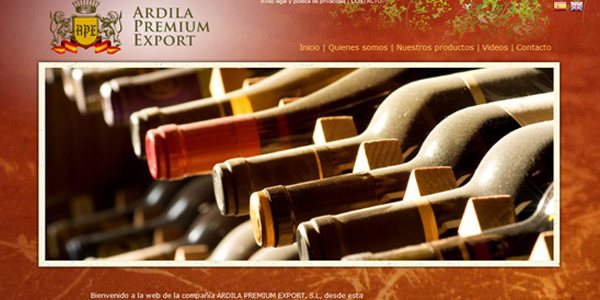 Website design work for exporting company of extra virgin olive oil internationally and Spanish red wine
