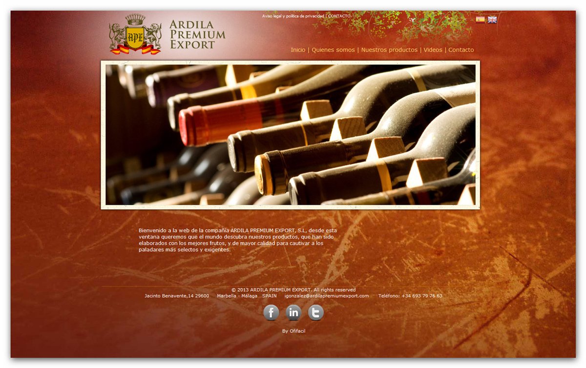 Portfolio of works of design, creation and programming of web pages for marketing and exporting company of extra virgin olive oil and Spanish Iberian ham